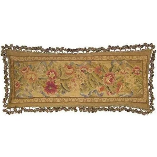 Contemporary Aubusson Leaves Leaf Blue Throw Pillow For Sale - Image 3 of 3