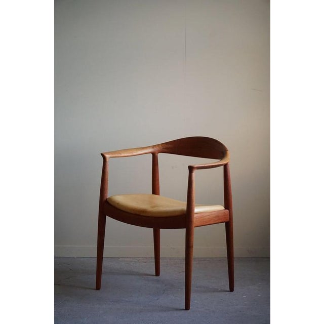 Model JH501 Armchair in Teak and Leather by Hans J. Wegner, 1950s For Sale - Image 13 of 16