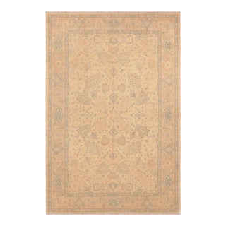 Boho Chic Tan/Gold Wool Rug - 6'1'' X 8'10'' For Sale