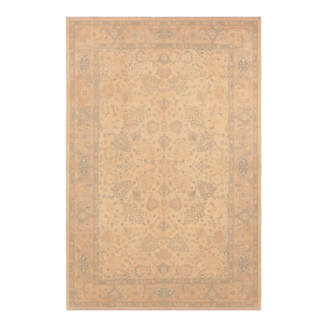 Boho Chic Tan/Gold Wool Rug - 6'1'' X 8'10'' For Sale