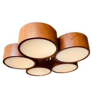 1950s Danish Modern Teak 5-Light Pendant For Sale