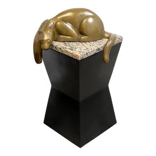 Mid 20th Century Modern Bronze of a Resting Panther For Sale