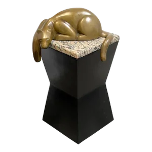 Mid 20th Century Modern Bronze of a Resting Panther