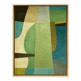 Contemporary "Shades of Green" Abstract Oil Painting in Maple Float Frame For Sale