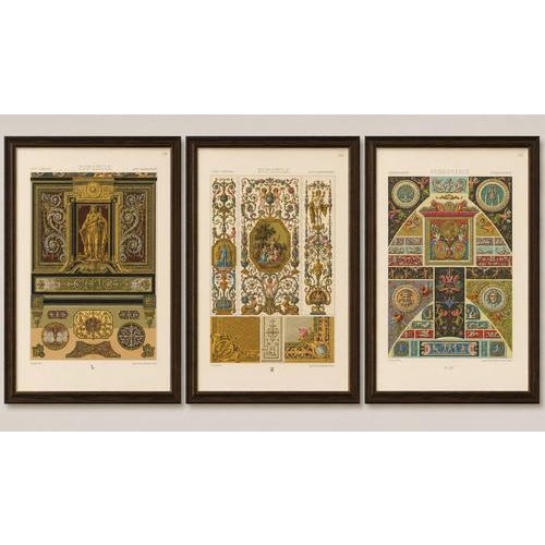 Title: Set of Three Renaissance Decorative Panel Chromolithographs by Albert Racinet : An elegant set of three original...