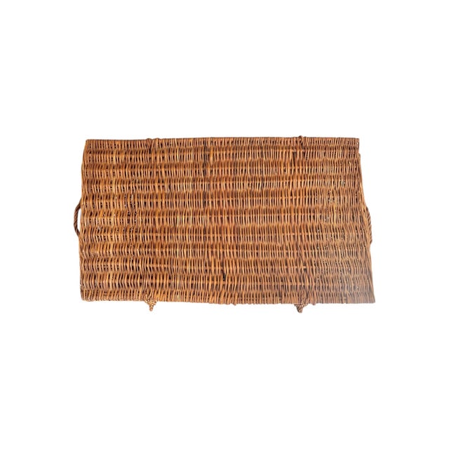 Antique English Wicker Storage Trunk Chest With Hinged Lid | Early 20th Century For Sale - Image 10 of 18