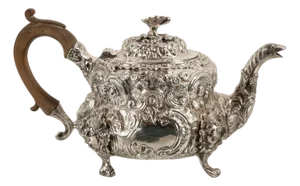 Antique George III Sterling Silver Rococo Teapot London John Wakefield 1819