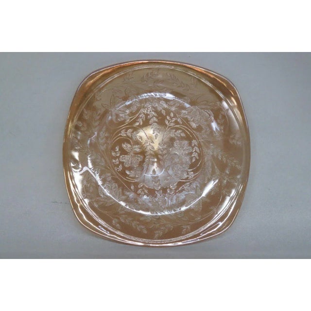 Mid-Century Modern Jeannette Glass Floragold Louisa Marigold Floral Square Plate For Sale - Image 3 of 12