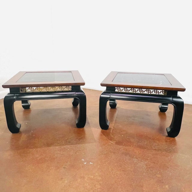 1970s 1970s Pair of Marble Top Ming Side Tables For Sale - Image 5 of 12