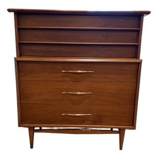 1960s Kent-Coffey Foreteller Mid-Century Modern Six-Drawer Highboy Dresser, Refinished For Sale