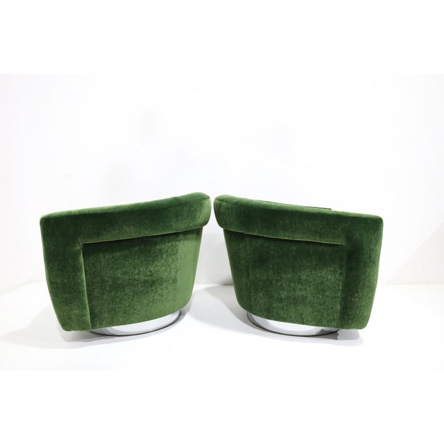 Green Milo Baughman Tilt Swivel Lounge Chairs in Plush Green Mohair, 1970s For Sale - Image 8 of 12