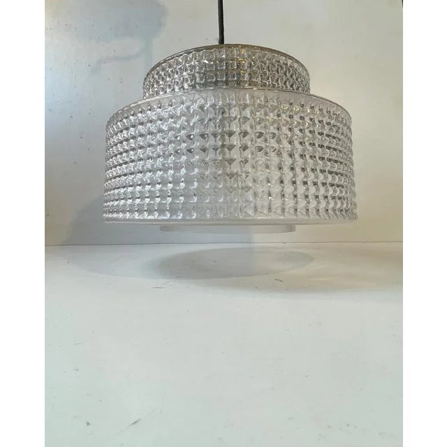 Scandinavian Modern Glass and Brass Pendant Lamp by Vitrika, 1960s For Sale - Image 9 of 9