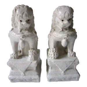 Large Blanc De Chine Foo Dogs, Pair