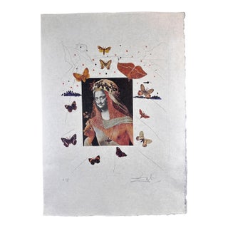 1970s Dali Memories of Surrealism Surrealist Portrait of Dali Hand Sign Number Etching For Sale