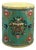 Teal Turquoise Green Tibetan Drum Style Lotus Jewel Graphic Table Stool For Sale