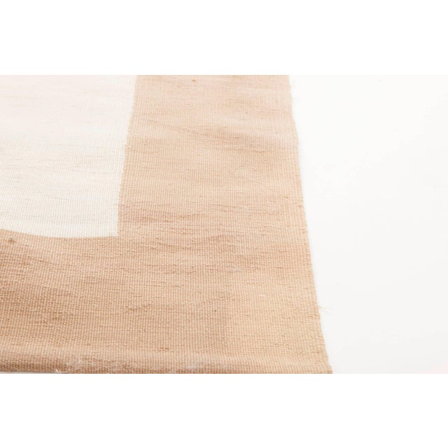 Contemporary Geometric Beige, White Flat-Weave Wool Rug by Doris Leslie Blau For Sale - Image 4 of 6