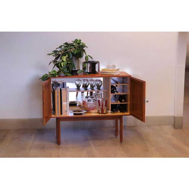 Brown Danish Neat Bar Cabinet in Teak with Bottle Storage, 1970s For Sale - Image 8 of 12