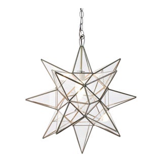 Metal & Glass Star Fixture For Sale