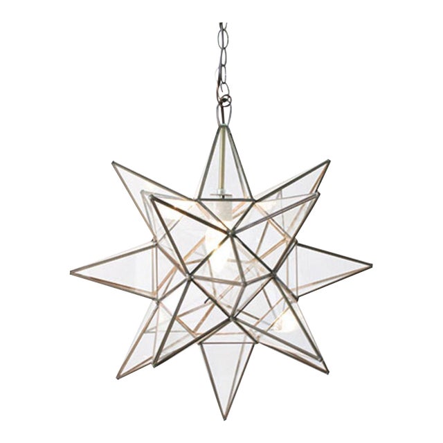 Metal & Glass Star Fixture For Sale
