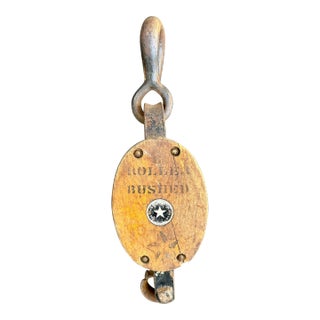 Early 1900s Boston & Lockport Block Co. Double Drum Block & Tackle Pulley With Hook For Sale