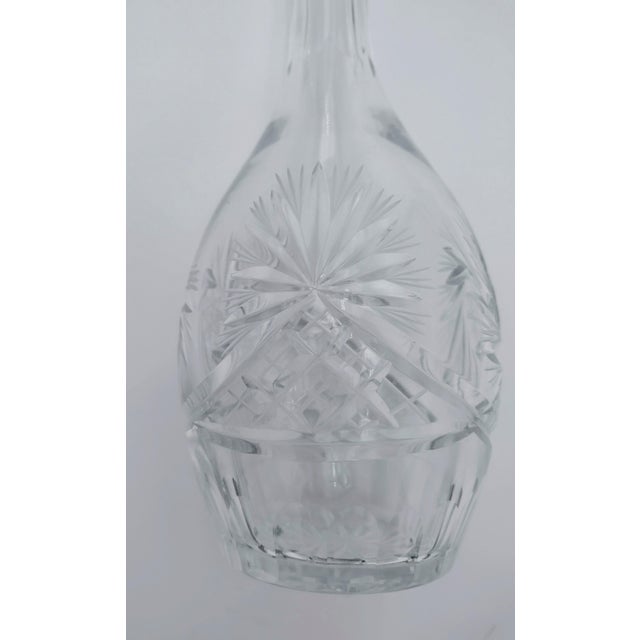 Vintage Hand-Cut Crystal Decanter With Stopper – Attributed Bohemian Style For Sale In Santa Fe - Image 6 of 9