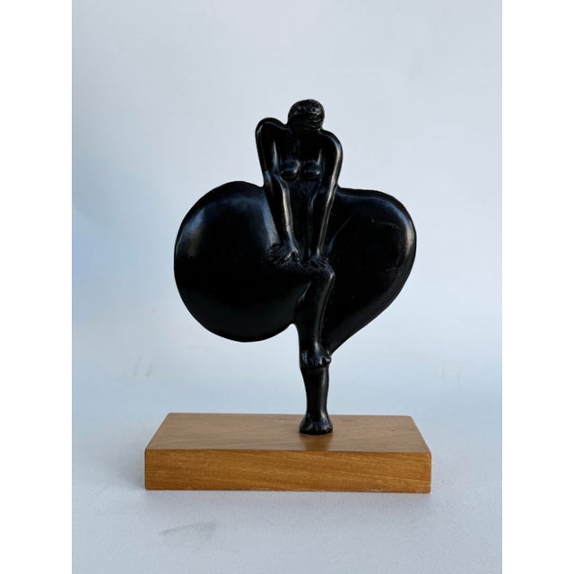 Vintage Modernist Bronze Sculpture Mounted on a Wood Base Latin-American School For Sale - Image 10 of 12