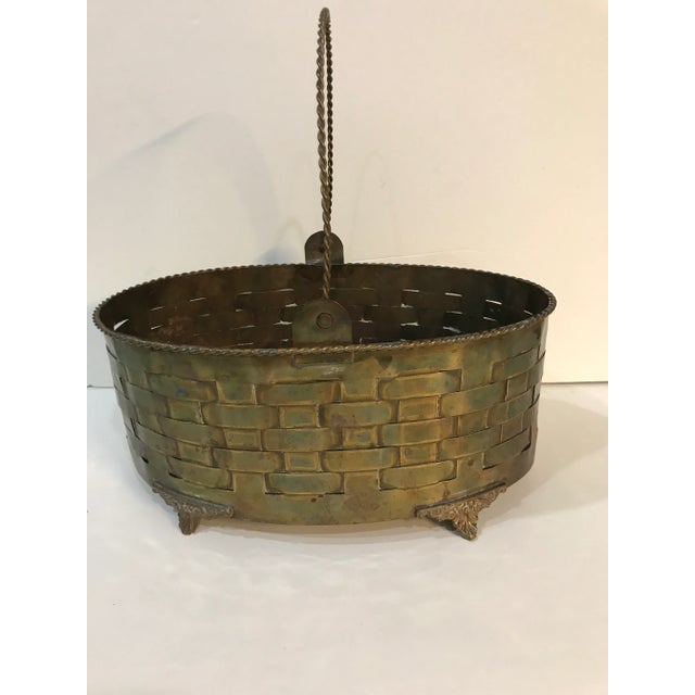 Vintage Woven Brass Letter Holder With Handle - Made in India For Sale - Image 4 of 11