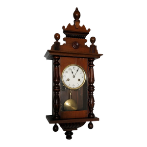 1923 Antique Mechanical Wooden Wall Clock by Gebrüder Junghans From Black Forest