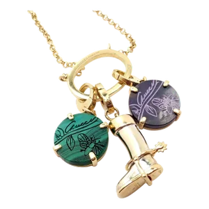 Gucci 18k Yellow White Gold Riding Boot + Beetle Charm Necklace