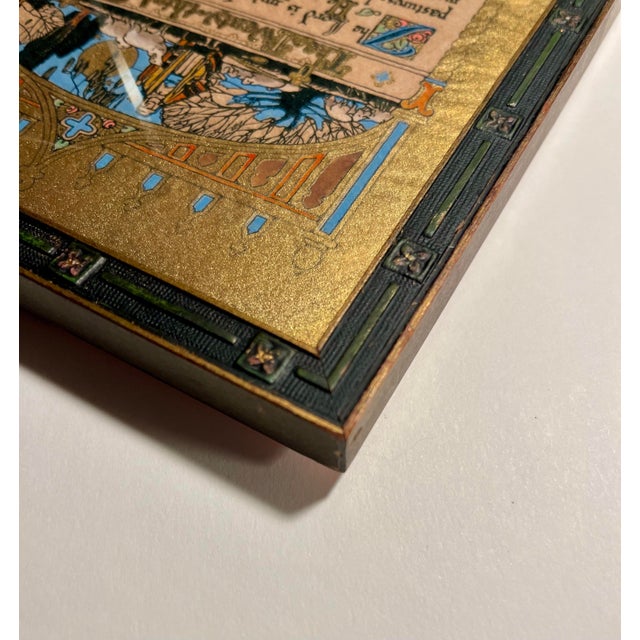 Art Deco C. 1920 Antique Illuminated Psalm 23 Gilded Original Wooden Frame 8” X 6” For Sale - Image 3 of 7