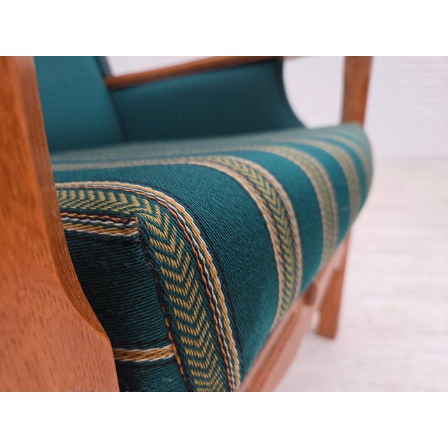 Danish High Back Armchair in Furniture Wool and Oak, 1970s For Sale - Image 12 of 18