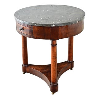 French 19th Century Empire Gueridon with Oyster Marble Top For Sale