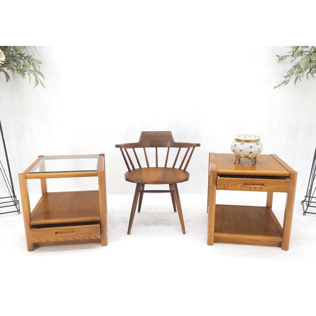 Pair Quality Glass Top One Drawer Side End Tables Nightstands Thomasville Mint! For Sale - Image 16 of 18