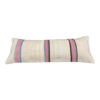 Turkish Hemp Pillow Cushion Natural Beige Pink Cushion Cover 14x40 For Sale