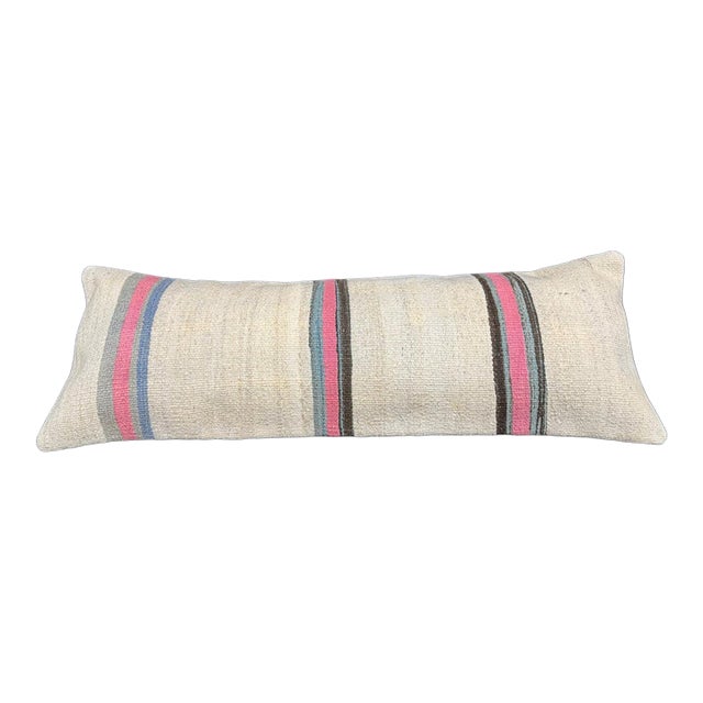 Turkish Hemp Pillow Cushion Natural Beige Pink Cushion Cover 14x40 For Sale