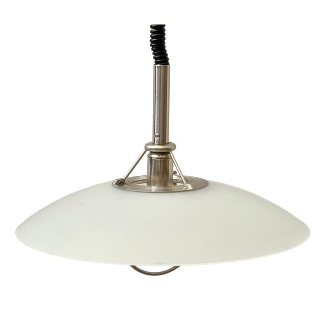 Vintage Pendant Lamp with Opal Glass Shade, 1970s For Sale