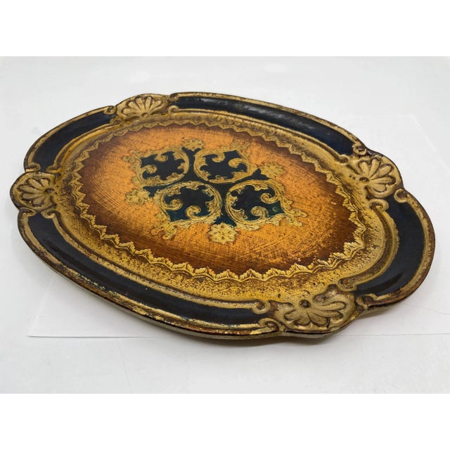 Hollywood Regency Vintage Florentia Italian Decorative Tray -Made in Italy For Sale - Image 3 of 5