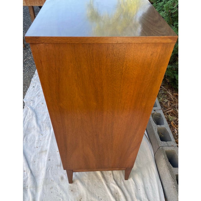 Mid-Century Modern Vintage Dixie Furniture Co. Walnut 5-Drawer Highboy Chest, Mid-Century Modern For Sale - Image 3 of 9