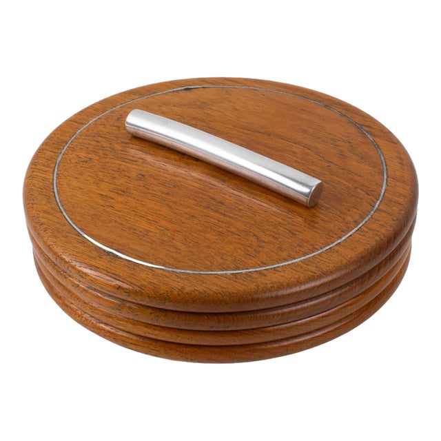 Art Deco Carved Wooden Box with Metal Accent, France 1930s For Sale