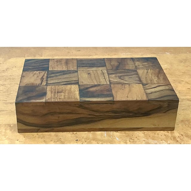 Vintage Checkered Wood Decorative Box For Sale - Image 13 of 18