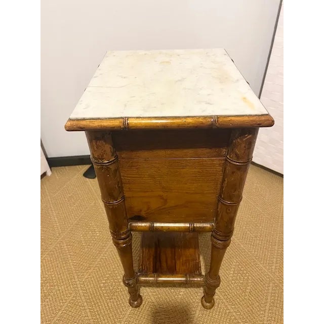 Late 19th C French Aesthetic Faux Bamboo Carved Pine Side Table For Sale - Image 12 of 12