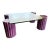 Postmodern Scalloped Purple Ceramic Glass Top Coffee Table For Sale