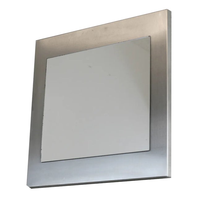 Space Age Stainless Steel Mirror, France, 1970s For Sale