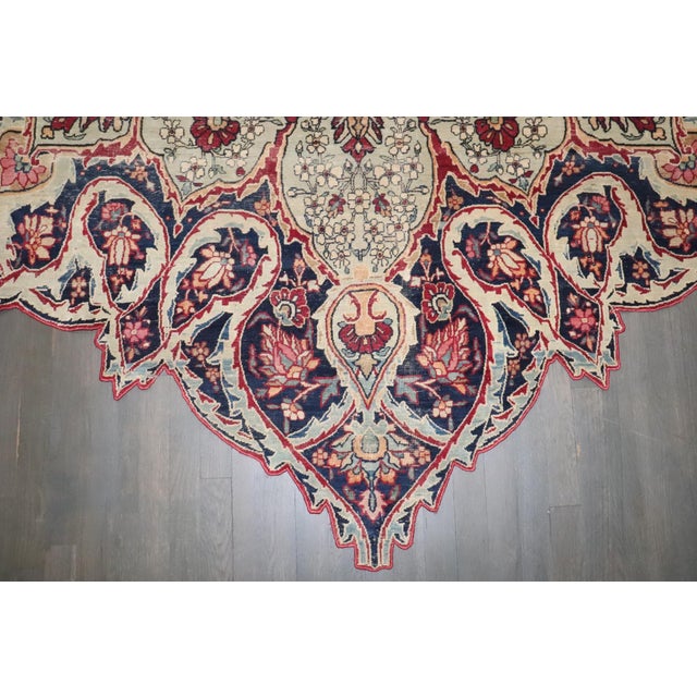 Persian 19th Century Persian Tabriz Medallion Scalloped Oval Rondel Rug - 8'3" x 9'10" For Sale - Image 3 of 8