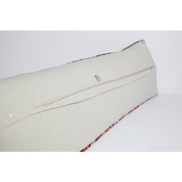 Authentic Antique Tribal Lumbar Pillow – Multicolor Textile Cushion -16'' X 46'' For Sale - Image 11 of 11