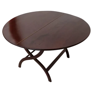 Danish Circular Handcrafted Foldable Mahogany Coffee Table, 1960s