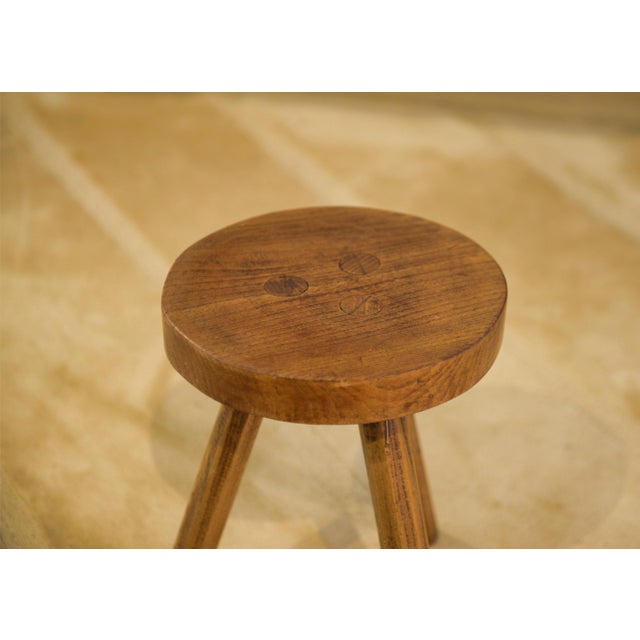 1950s Vintage Brutalist Elm Stool, 1950s For Sale - Image 5 of 7