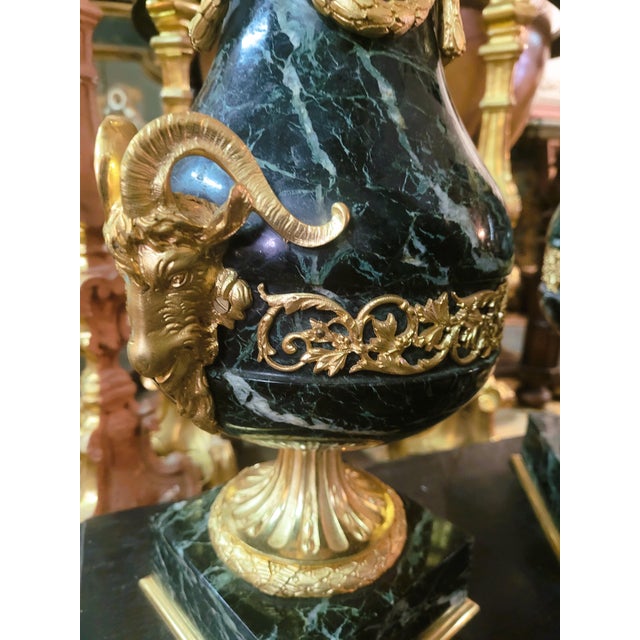 Forest Green Marble and Bronze Cassolettes, Set of 2 For Sale - Image 8 of 18