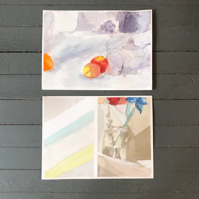 1970s Gallery Wall Collection 2 Original Expressionist Still Life Watercolor Paintings - a Pair For Sale - Image 5 of 5