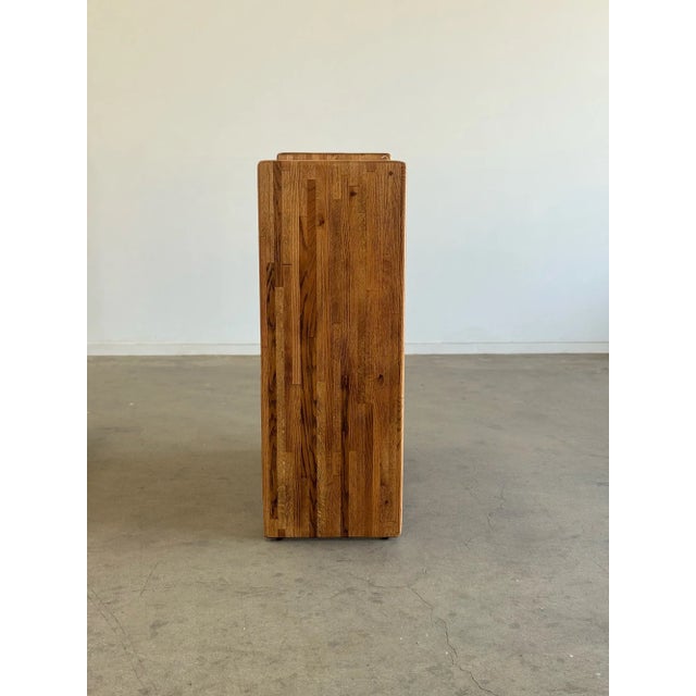 Brown 1980s Post Modern Highboy Dresser in Oak For Sale - Image 8 of 12